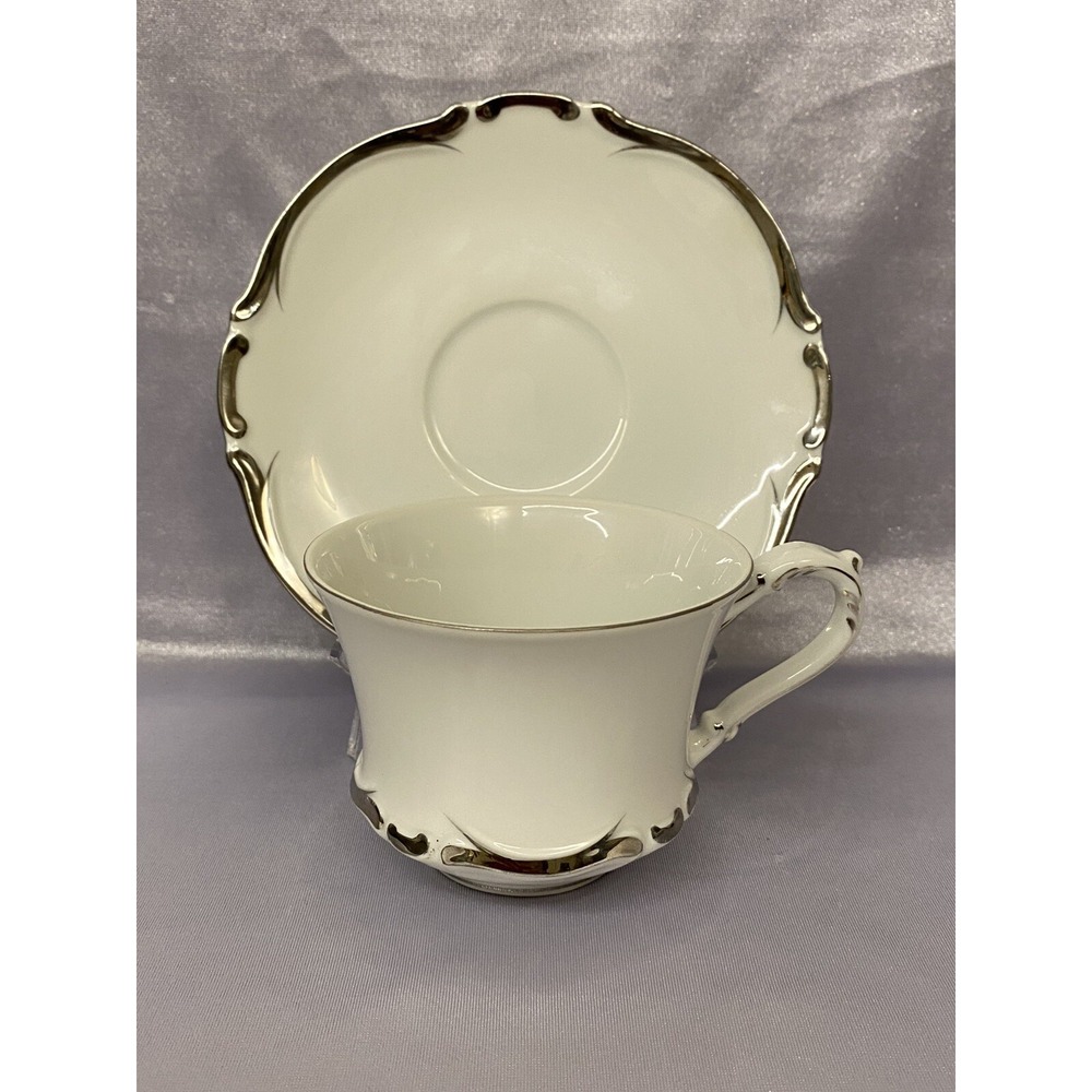 Japanese Mid Century Modern Ceramic Tea Cup/Saucer Harmony House Starlight #3656